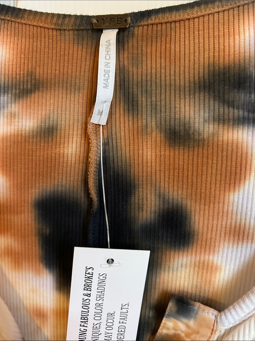 YFB-Tie-Dye Long Sleeve Maxi Dress in Black, Brown, Pink & Cream-M - Picture 2 of 7